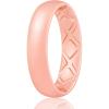Egnaro Women’s Band Rings, Silicone Inner Arc Ergonomic Breathable Design with half sizes, Rubber Wedding Bands，5.5mm Wide-2mm Thick(SETL-Rose Gold)
