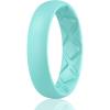 Egnaro Women’s Band Rings, Silicone Inner Arc Ergonomic Breathable Design with half sizes, Rubber Wedding Bands，5.5mm Wide-2mm Thick(SETM-Mint Green)