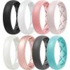 Egnaro Women’s Band Rings, Silicone Inner Arc Ergonomic Breathable Design with half sizes, Rubber Wedding Bands，5.5mm Wide-2mm Thick(SETR-Black  White  Faint Red  Whitepink  Ivory  Rose Gold  Black Gray  Mint Green)