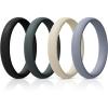 Egnaro Women’s Bridal Rings Sets, Thin and Stackable Rings Silicone Women Wedding Bands，Rubber Promise Rings for Gift, Anniversary Ring for Work Out- 2.5mm Width – 1.8mm Thick(SETD4-Black  Green  Cream Beige  Cloudy Blue)