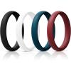 Egnaro Women’s Bridal Rings Sets, Thin and Stackable Rings Silicone Women Wedding Bands，Rubber Promise Rings for Gift, Anniversary Ring for Work Out- 2.5mm Width – 1.8mm Thick(SETQ-Black  White  Navy Blue  Chestnut)