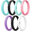 Egnaro Women’s Bridal Rings Sets, Thin and Stackable Rings Silicone Women Wedding Bands，Rubber Promise Rings for Gift, Anniversary Ring for Work Out- 2.5mm Width – 1.8mm Thick(SETT-Light Green  Black Green Flashing  Green Flashing  Pink Flashing  Purple  White  Pure Black)