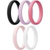 Egnaro Women’s Bridal Rings Sets, Thin and Stackable Rings Silicone Women Wedding Bands，Rubber Promise Rings for Gift, Anniversary Ring for Work Out- 2.5mm Width – 1.8mm Thick(B3-Soft Pink  Faint Red  Lilac Purple  Black  White)