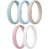 Egnaro Women’s Bridal Rings Sets, Thin and Stackable Rings Silicone Women Wedding Bands，Rubber Promise Rings for Gift, Anniversary Ring for Work Out- 2.5mm Width – 1.8mm Thick(A4-Light Green  Arctic Ice  Beige  Pink Sand  White)