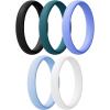 Egnaro Women’s Bridal Rings Sets, Thin and Stackable Rings Silicone Women Wedding Bands，Rubber Promise Rings for Gift, Anniversary Ring for Work Out- 2.5mm Width – 1.8mm Thick(5-White  Emerald Green  light purple-blue  sky blue  Black)