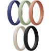 Egnaro Women’s Bridal Rings Sets, Thin and Stackable Rings Silicone Women Wedding Bands，Rubber Promise Rings for Gift, Anniversary Ring for Work Out- 2.5mm Width – 1.8mm Thick(A6-Dark Blue  Mist Green  Pumpkin  Beige  Black)