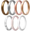 Egnaro Women’s Bridal Rings Sets, Thin and Stackable Rings Silicone Women Wedding Bands，Rubber Promise Rings for Gift, Anniversary Ring for Work Out- 2.5mm Width – 1.8mm Thick(3-Bronze White Silver Light Pink Marble Rose Gold Light Rose Gold)