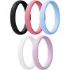Egnaro Women’s Bridal Rings Sets, Thin and Stackable Rings Silicone Women Wedding Bands，Rubber Promise Rings for Gift, Anniversary Ring for Work Out- 2.5mm Width – 1.8mm Thick(B1-Faint Red  Lilac Purple  sky blue  Black  White)