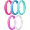 Egnaro Women’s Bridal Rings Sets, Thin and Stackable Rings Silicone Women Wedding Bands，Rubber Promise Rings for Gift, Anniversary Ring for Work Out- 2.5mm Width – 1.8mm Thick(SETA1-Blush Pink  Chill Blue  Mint Green  Sugar Pink  Metallic Pearl White)