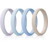 Egnaro Women’s Bridal Rings Sets, Thin and Stackable Rings Silicone Women Wedding Bands，Rubber Promise Rings for Gift, Anniversary Ring for Work Out- 2.5mm Width – 1.8mm Thick(A7-Gray Purple  Arctic Ice  Blue  Beige)