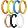 Egnaro Women’s Bridal Rings Sets, Thin and Stackable Rings Silicone Women Wedding Bands，Rubber Promise Rings for Gift, Anniversary Ring for Work Out- 2.5mm Width – 1.8mm Thick(SETP-Orange Yellow Green Light Blue Metallic Gold  Rose Gold Black White)