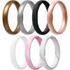 Egnaro Women’s Bridal Rings Sets, Thin and Stackable Rings Silicone Women Wedding Bands，Rubber Promise Rings for Gift, Anniversary Ring for Work Out- 2.5mm Width – 1.8mm Thick(SETC2-Bronze  Metallic Silver  Black  Light Rose Gold  White  Pink Camo  Marble)