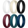 Egnaro Women’s Silicone Band Rings 5.5mm Width 3.5mm Thickness, Flexible Workout Rubber Wedding Sets Vaiours Sizes(SETB1-Maroon  Nude  Sea Blue  Black  White  Jade Green)