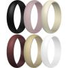 Egnaro Women’s Silicone Band Rings 5.5mm Width 3.5mm Thickness, Flexible Workout Rubber Wedding Sets Vaiours Sizes(SETB2-Black  Light Pink  Cream Beige  Caramel  Soybean  White)