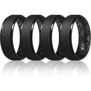 Egnaro Men’s Rings 8.5mm Wide-2mm Thick Inner Arc Ergonomic Breathable Rubber Wedding bands-Hypoallergenic for Gym/Outdoor/Gift((1-7 Variety Pack with Half Size)