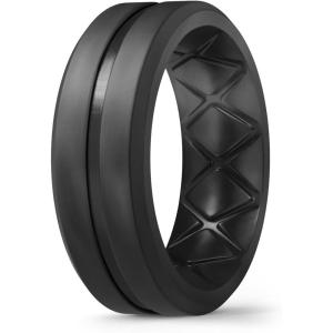 Egnaro Men’s Silicone Ring 1/4/6 Multipack, Workout Travel Rubber Wedding Bands For Him, 8mm Width 2mm Thickness(D6-Black Gray Black Camo)