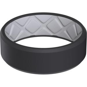 Egnaro Men’s Silicone Rings, 7.5mm Wide 2.5mm Thick Rubber Bands For Him, Ergonomic Beveled Edge Two Tone Waterproof Workout Accessories(SETC1-Black/Light Gray)