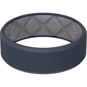 Egnaro Men’s Silicone Rings, 7.5mm Wide 2.5mm Thick Rubber Bands For Him, Ergonomic Beveled Edge Two Tone Waterproof Workout Accessories(SETC2-Blue Gray/Light Gray)