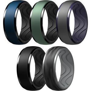Egnaro Men’s Silicone Wedding Rings: 10mm Wide 2.5mm Thick Rubber Ring – Hypoallergenic for Gym/Outdoor/Gift(SETH-Ink Green/Black Dark Gray/Black Purple Sea Blue/Black Black Gray-Black Camo/Light Gray Black/Black)