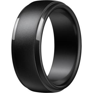 Egnaro Men’s Silicone Wedding Rings: Classic Black Style Rubber ring – Hypoallergenic for Gym/Outdoor/Gift(1/4/7 Variety Pack with Half Size)(SETC-Metallic Black)