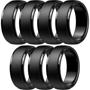 Egnaro Men’s Silicone Wedding Rings: Classic Black Style Rubber ring – Hypoallergenic for Gym/Outdoor/Gift(1/4/7 Variety Pack with Half Size)(SETK-Black Black Black Black Black Black Black)