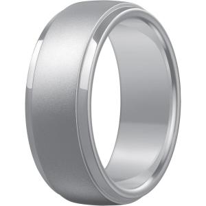Egnaro Men’s Silicone Wedding Rings: Classic Black Style Rubber ring – Hypoallergenic for Gym/Outdoor/Gift(1/4/7 Variety Pack with Half Size)(SETO-Silver)