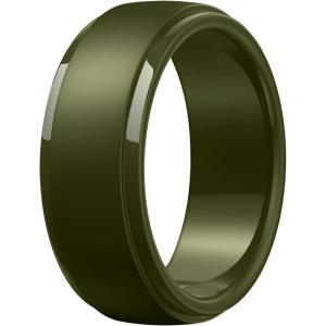 Egnaro Men’s Silicone Wedding Rings: Classic Black Style Rubber ring – Hypoallergenic for Gym/Outdoor/Gift(1/4/7 Variety Pack with Half Size)(SETQ-Olive Green)