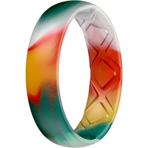 Egnaro Women’s Band Rings, Silicone Inner Arc Ergonomic Breathable Design with half sizes, Rubber Wedding Bands，5.5mm Wide-2mm Thick(SETH1-Christmas Camo)