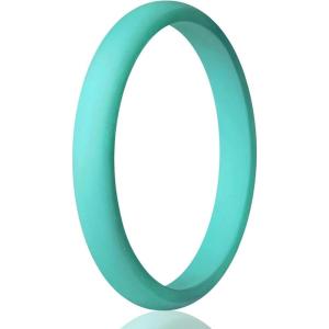 Egnaro Women’s Bridal Rings Sets, Thin and Stackable Rings Silicone Women Wedding Bands，Rubber Promise Rings for Gift, Anniversary Ring for Work Out- 2.5mm Width – 1.8mm Thick(SETM-Light Green)