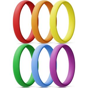 Egnaro Women’s Bridal Rings Sets, Thin and Stackable Rings Silicone Women Wedding Bands，Rubber Promise Rings for Gift, Anniversary Ring for Work Out- 2.5mm Width – 1.8mm Thick(Seto-red orange yellow cyan blue purple)