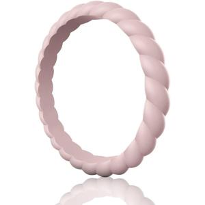 Egnaro Women’s Bridal Rings Sets, Thin and Stackable Rubber Rings Women Wedding Bands – 2.5mm Width – 1.8mm Thick(SETM16-Pink Sand)