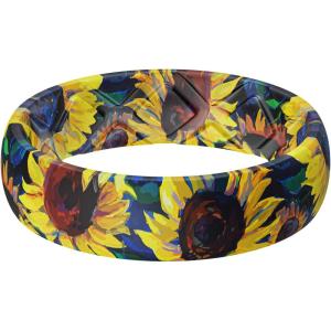 Egnaro Women’s Silicone Statement Rings, 5.2mm Wide 2mm Thick Rubber Printed Floral Wedding Bands For Her Size 4-12(SETG-Sunflower)
