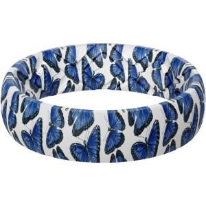 Egnaro Women’s Silicone Statement Rings, 5.2mm Wide 2mm Thick Rubber Printed Floral Wedding Bands For Her Size 4-12(SETI-Morpho)