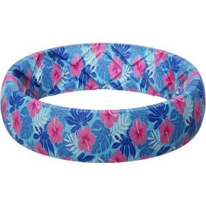 Egnaro Women’s Silicone Statement Rings, 5.2mm Wide 2mm Thick Rubber Printed Floral Wedding Bands For Her Size 4-12(SETJ-Hibiscus Breeze)