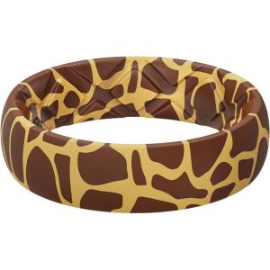 Egnaro Women’s Silicone Statement Rings, 5.2mm Wide 2mm Thick Rubber Printed Floral Wedding Bands For Her Size 4-12(SETZ1-Giraffe Spots)