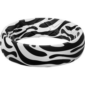 Egnaro Women’s Silicone Statement Rings, 5.2mm Wide 2mm Thick Rubber Printed Floral Wedding Bands For Her Size 4-12(SETZ2-Zebra Stripe)