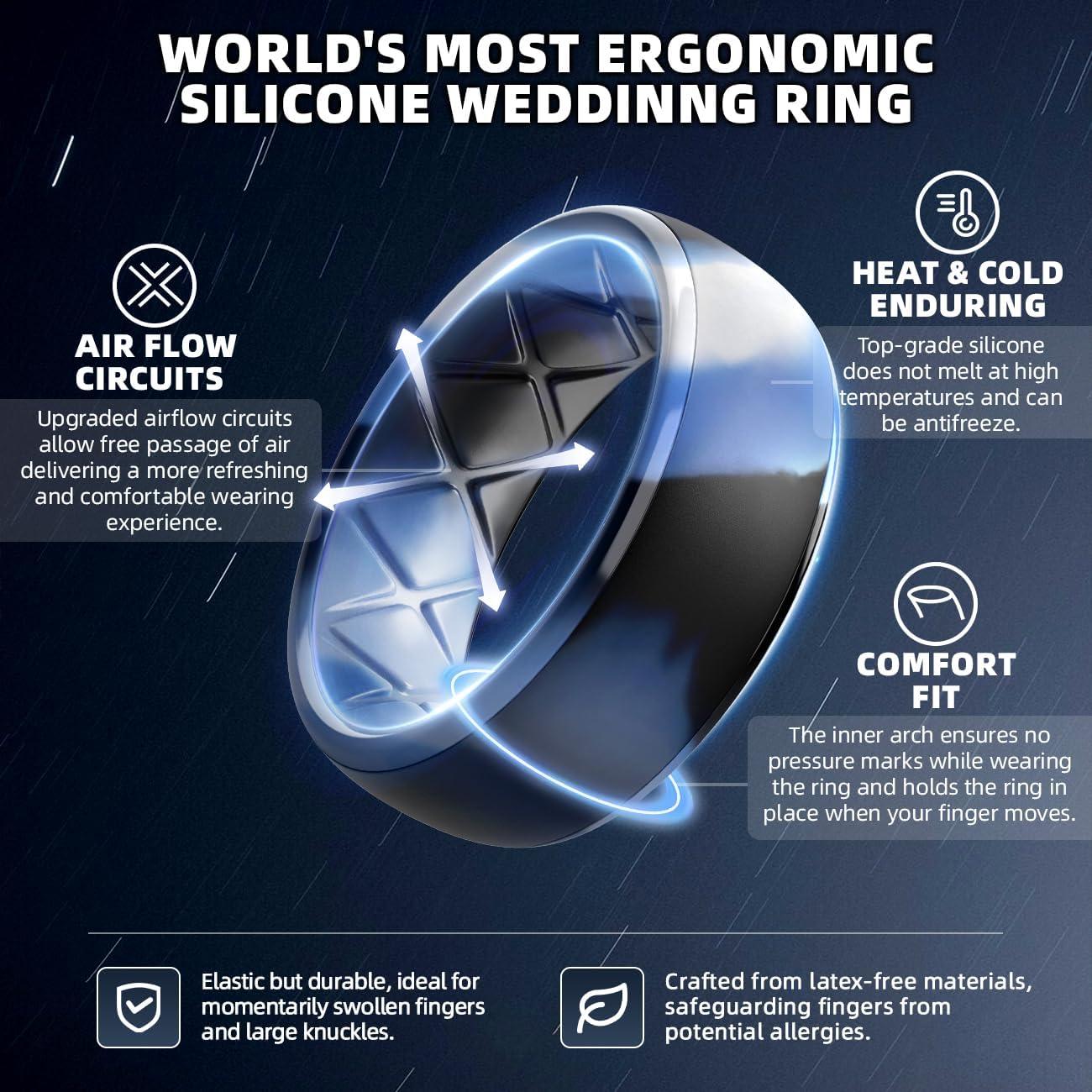 imageEgnaro Mens Silicone Wedding Rings 1467 Multipack Rubber Wedding Bands with Inner Arc Ergonomic Breathable Design for GymOutdoorGiftSETC7Navy Camo