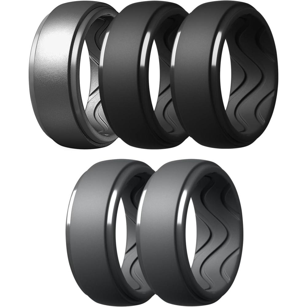 Egnaro Men’s Silicone Rings 10mm Wide 2.5mm Thick, Rubber Wedding Bands ...