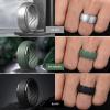 Egnaro Men’s Silicone Rings 10mm Wide 2.5mm Thick, Rubber Wedding Bands with Inner Arc Ergonomic Breathable Design, 1/4/5/7 Variety Multipack(SETA1-Silver Ink Green Twilight Blue Black Maroon Black Purple Black)