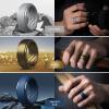 Egnaro Men’s Silicone Rings 10mm Wide 2.5mm Thick, Rubber Wedding Bands with Inner Arc Ergonomic Breathable Design, 1/4/5/7 Variety Multipack(SETB3-Light Gray Bronze Twilight Blue Olive Green Blue Gray Dark silver Black)