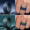 Egnaro Men’s Silicone Rings 10mm Wide 2.5mm Thick, Rubber Wedding Bands with Inner Arc Ergonomic Breathable Design, 1/4/5/7 Variety Multipack(SETD-Deep Blue Dark Blue Dark Silver Black)