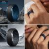 Egnaro Men’s Silicone Wedding Rings, 10.5mm x 2.8mm Thick Black Rubber Engagement Band Waterproof For Workout(SETD-Black/Light Gray  Black/Ink Green  Black/Sea Blue  Black/Blue Gray)