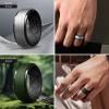 Egnaro Men’s Silicone Wedding Rings, 10.5mm x 2.8mm Thick Black Rubber Engagement Band Waterproof For Workout(SETE-Silver/Black  Dark Foliage Green/Black  Dark Silver/Light Gray  Black/Black Gray Camo)