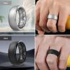 Egnaro Men’s Silicone Wedding Rings: 1/4/6/7 Multipack Rubber Wedding Bands with Inner Arc Ergonomic Breathable Design for Gym/Outdoor/Gift(SETA2-Black Black Gray Metal Black Gray Silver)
