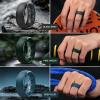 Egnaro Men’s Silicone Wedding Rings: 1/4/6/7 Multipack Rubber Wedding Bands with Inner Arc Ergonomic Breathable Design for Gym/Outdoor/Gift(SETB3-Black Muted Yellow Crimson Deep Blue Black Gray Pine Green Black)