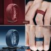 Egnaro Men’s Silicone Wedding Rings: 1/4/6/7 Multipack Rubber Wedding Bands with Inner Arc Ergonomic Breathable Design for Gym/Outdoor/Gift(SETC6-Black Light Gray Twilight Blue Maroon)