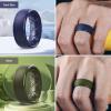 Egnaro Men’s Silicone Wedding Rings: 1/4/6/7 Multipack Rubber Wedding Bands with Inner Arc Ergonomic Breathable Design for Gym/Outdoor/Gift(SETD1-Black Dark Blue Black Gray Camo Olive Green)