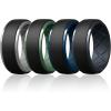 Egnaro Men’s Silicone Wedding Rings, 10.5mm x 2.8mm Thick Black Rubber Engagement Band Waterproof For Workout(SETD-Black/Light Gray  Black/Ink Green  Black/Sea Blue  Black/Blue Gray)
