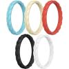 Egnaro Thin Silicone Anniversary Rings:2.5mm Wide – 2mm Thick Woven Design Statement Rubber Wedding bands Women,2-5 Variety Multipack(SETI-Lapis Blue Sunlight Yellow Cinnabar Red Black White)