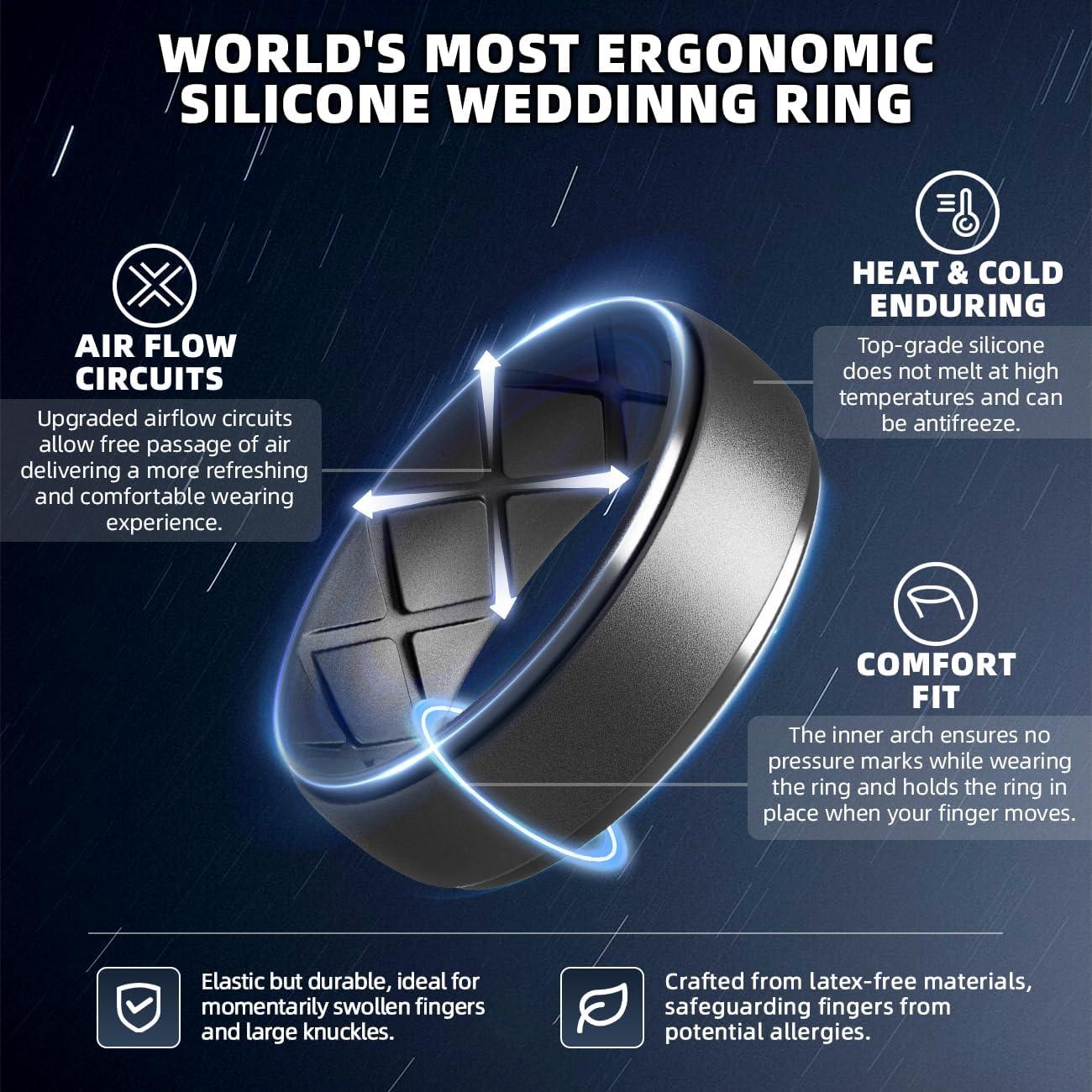 Egnaro Inner Arc Ergonomic Breathable Design, Silicone Rings Mens with ...